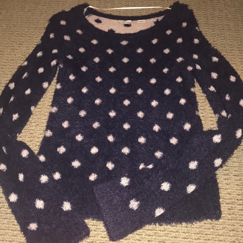 Anthropologie Navy polka dot size PS sweater